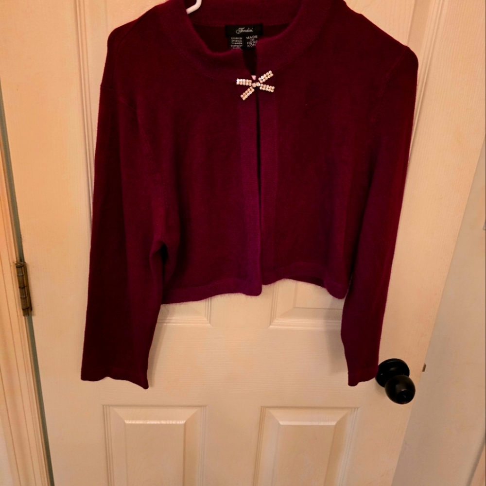 Embelished rhinestone Angora wool Rabbit Hair cardigan